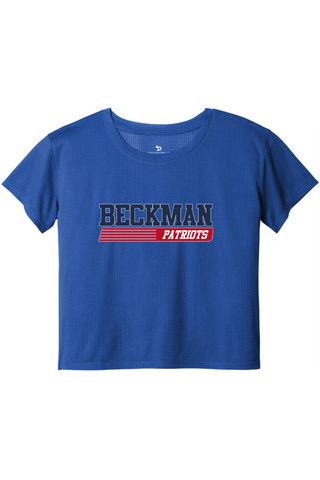 Beckman Patriots Ladies PosiCharge® Draft Crop Tee - Lifestyle Varsity Heritage Edition