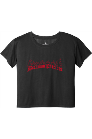Beckman Patriots Ladies PosiCharge® Draft Crop Tee - Lifestyle Burniing Creed Edition