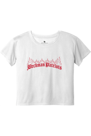 Beckman Patriots Ladies PosiCharge® Draft Crop Tee - Lifestyle Burniing Creed Edition
