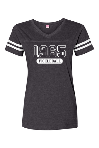 Pickleball V-Neck Fine Jersey Football Tee