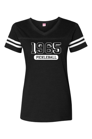 Pickleball V-Neck Fine Jersey Football Tee
