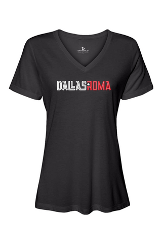 Roma FC Women’s Relaxed Jersey Short Sleeve V-Neck T-Shirt