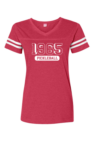 Pickleball V-Neck Fine Jersey Football Tee