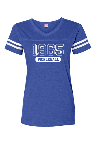 Pickleball V-Neck Fine Jersey Football Tee