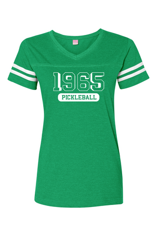 Pickleball V-Neck Fine Jersey Football Tee