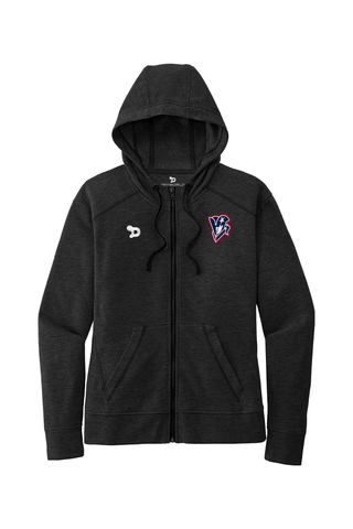 Beckman Patriots Ladies PosiCharge Tri-Blend Wicking Fleece Full-Zip Hooded Jacket