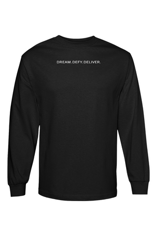 Heavyweight Oversized Long-Sleeve Tee – Dream. Defy. Deliver.
