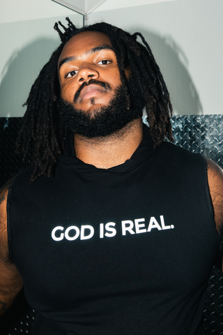 TJ53 God Is Real Sleeveless Hoodie